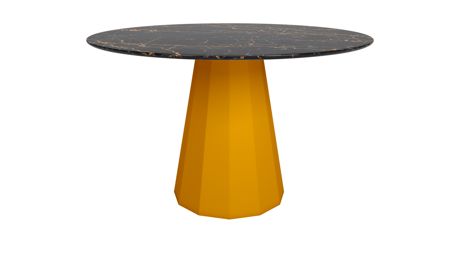 Table ronde marbre avec pied conique en métal Ø80cm ou Ø120cm Ankara - MATIÈRE GRISE - La Maison MilanaiseANKARARONDEMETALSTLAURENTSafran 131Ø80cm