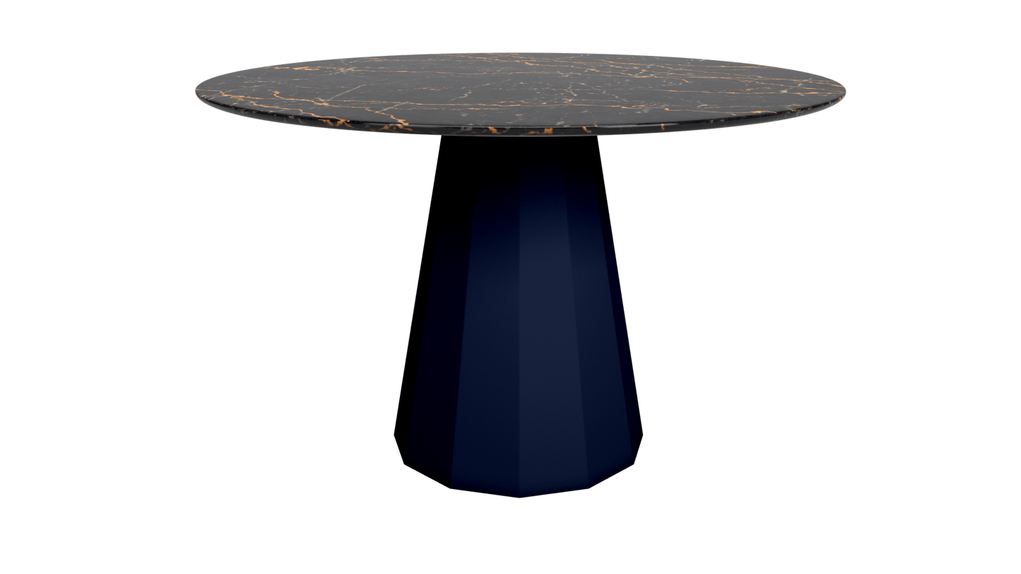 Table ronde marbre avec pied conique en métal Ø80cm ou Ø120cm Ankara - MATIÈRE GRISE - La Maison MilanaiseANKARARONDEMETALSTLAURENTNuit 114Ø80cm