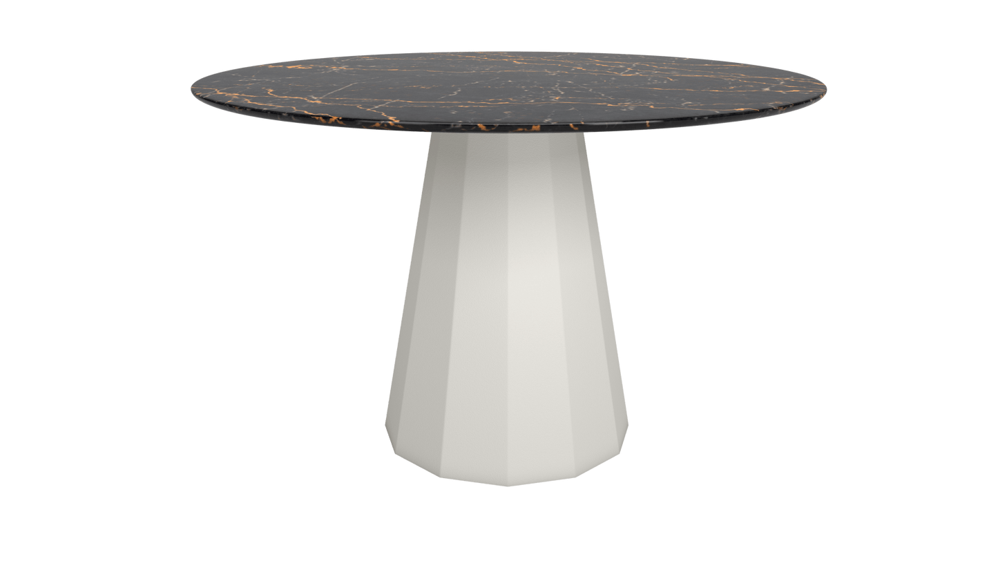 Table ronde marbre avec pied conique en métal Ø80cm ou Ø120cm Ankara - MATIÈRE GRISE - La Maison MilanaiseANKARARONDEMETALSTLAURENTCraie 023Ø80cm