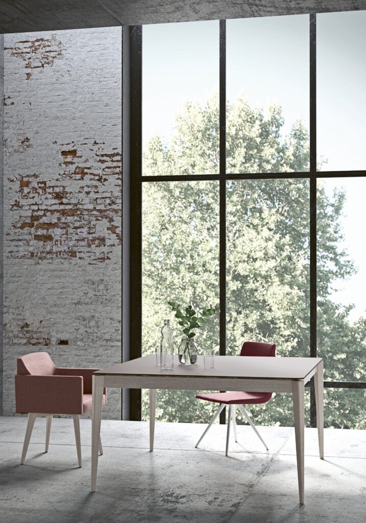 Table TAI - GA – Design sculptural & finitions nobles pour un intérieur d’exception - IMPÉRIAL LINE - La Maison MilanaiseTAI - GA - 4140x90cmPlateau Fenix Rosso Jaipur & Pieds Noyer OssidoFixe