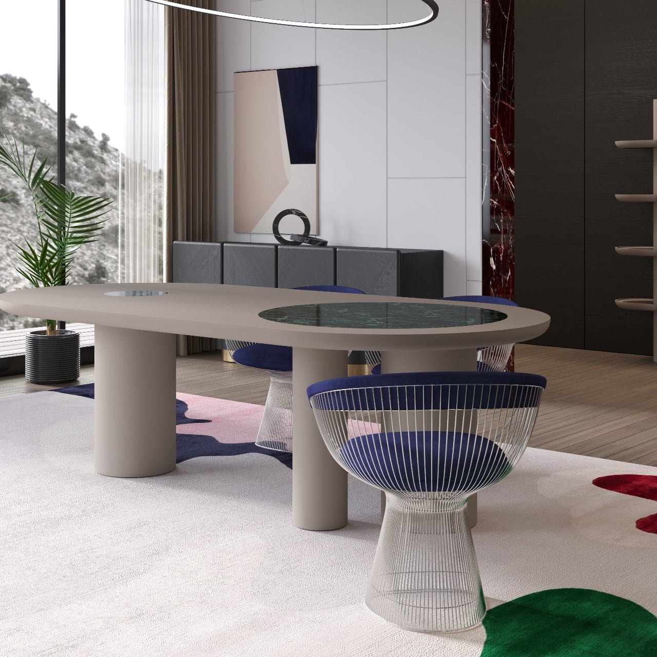 Table ZEUS en noyer Canaletto & marbre vert – Design sculptural d’exception - ULTRA MOBILI - La Maison MilanaiseGRD04