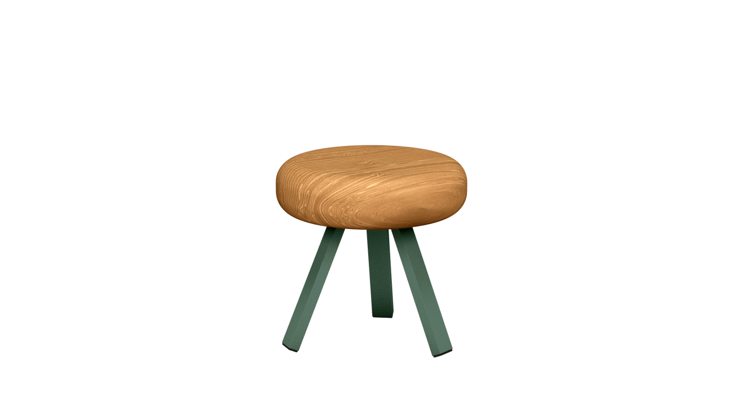 Tabouret bas rond en chêne et métal Smack - MATIERE GRISE - La Maison MilanaiseTABOURETSMACK - 17Olive 12135cm