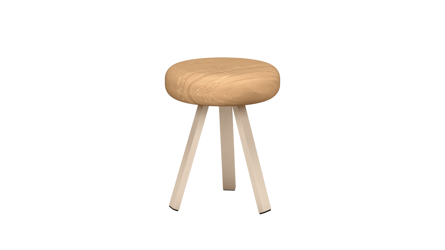 Tabouret bas rond en chêne et métal Smack - MATIERE GRISE - La Maison MilanaiseTABOURETSMACK - 2Eggshell 16145cm