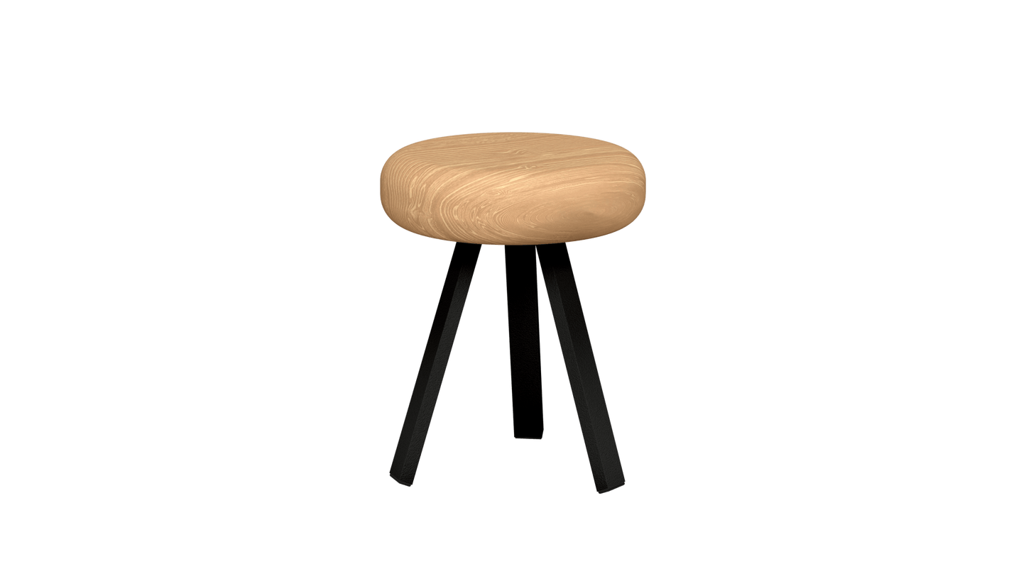 Tabouret bas rond en chêne et métal Smack - MATIERE GRISE - La Maison MilanaiseTABOURETSMACK - 12Noir mat 03145cm