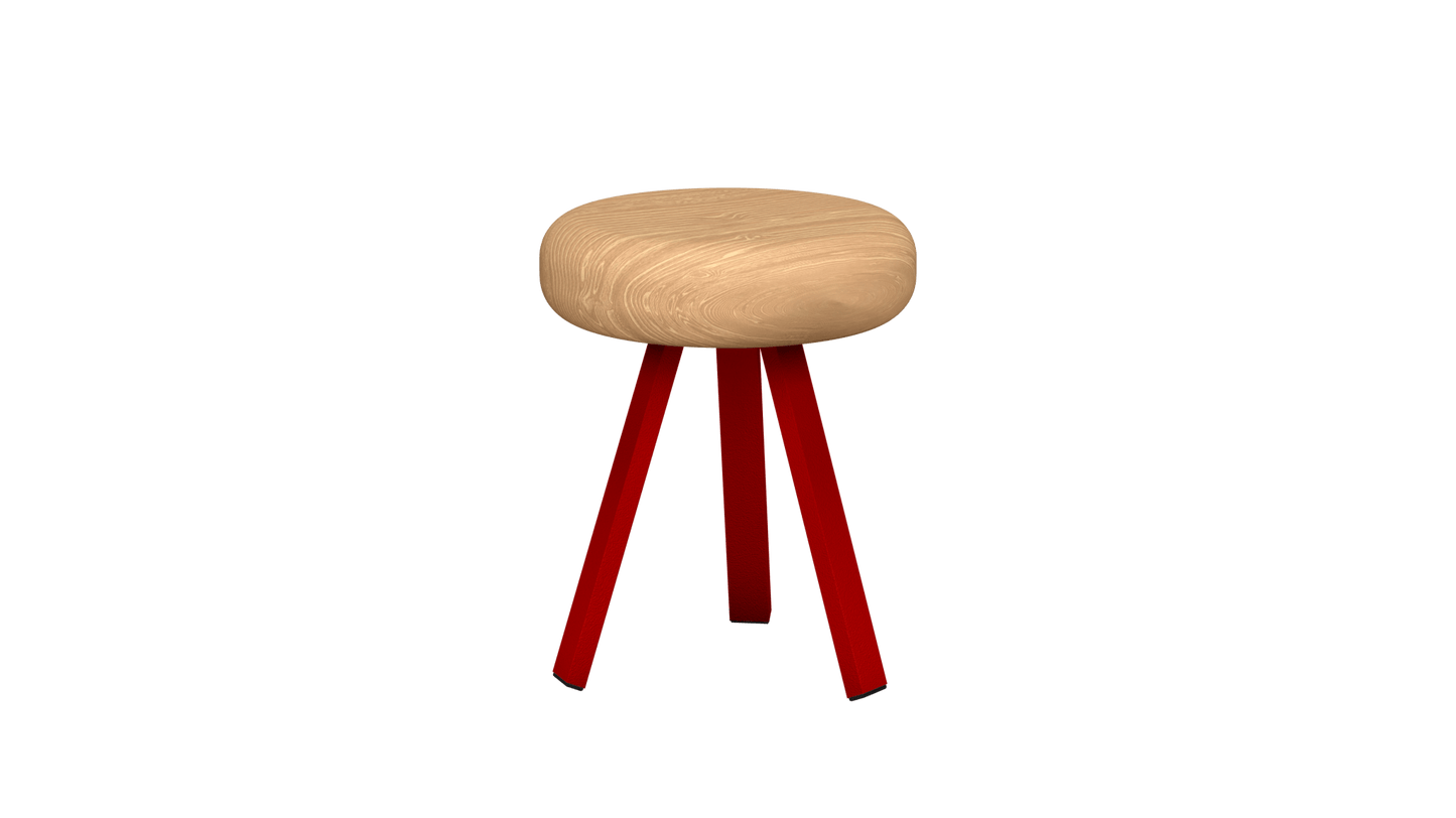 Tabouret bas rond en chêne et métal Smack - MATIERE GRISE - La Maison MilanaiseTABOURETSMACK - 4Vermillon 01245cm