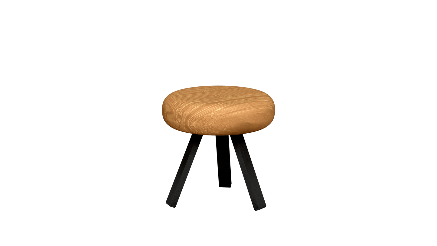 Tabouret bas rond en chêne et métal Smack - MATIERE GRISE - La Maison MilanaiseTABOURETSMACK - 11Noir mat 03135cm