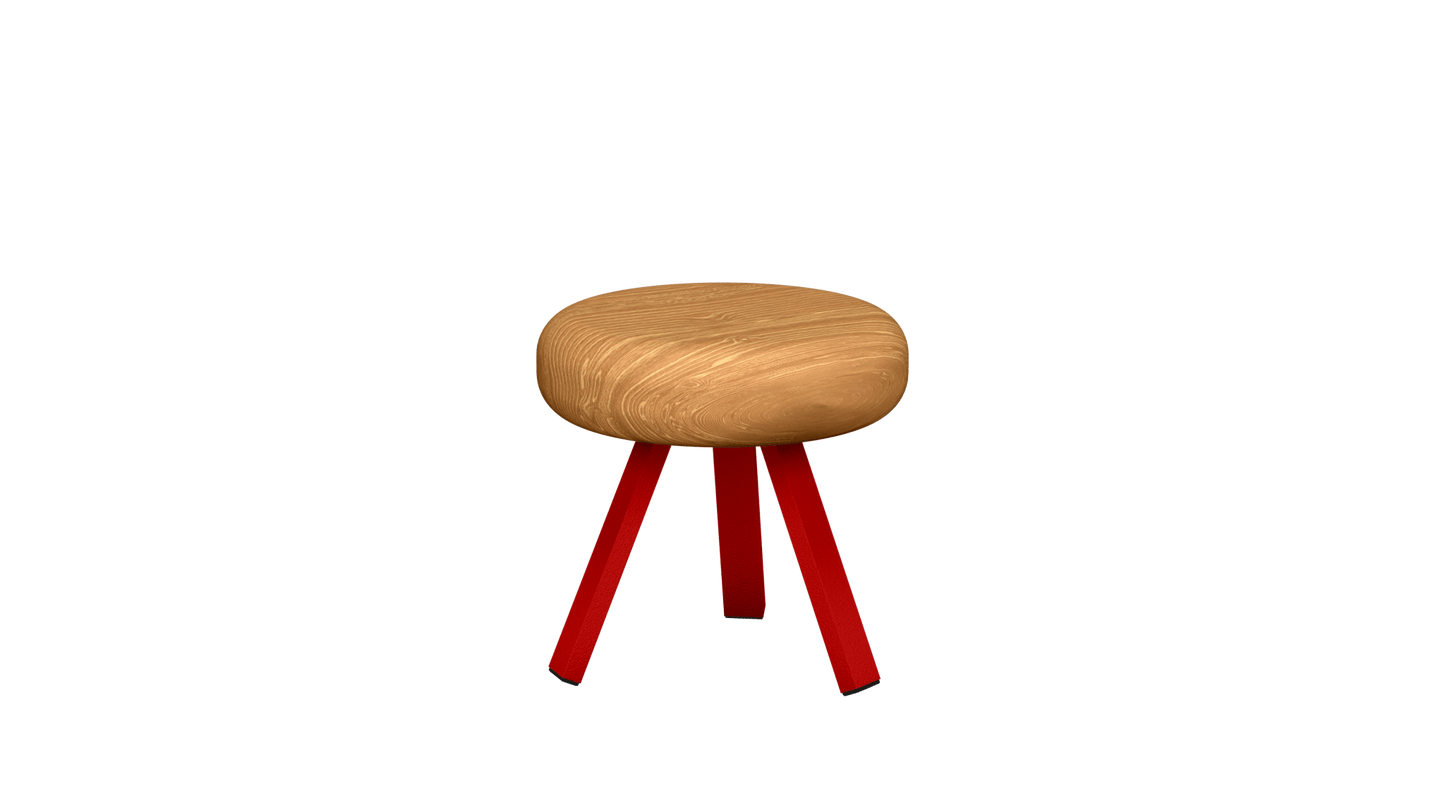 Tabouret bas rond en chêne et métal Smack - MATIERE GRISE - La Maison MilanaiseTABOURETSMACK - 3Vermillon 01235cm