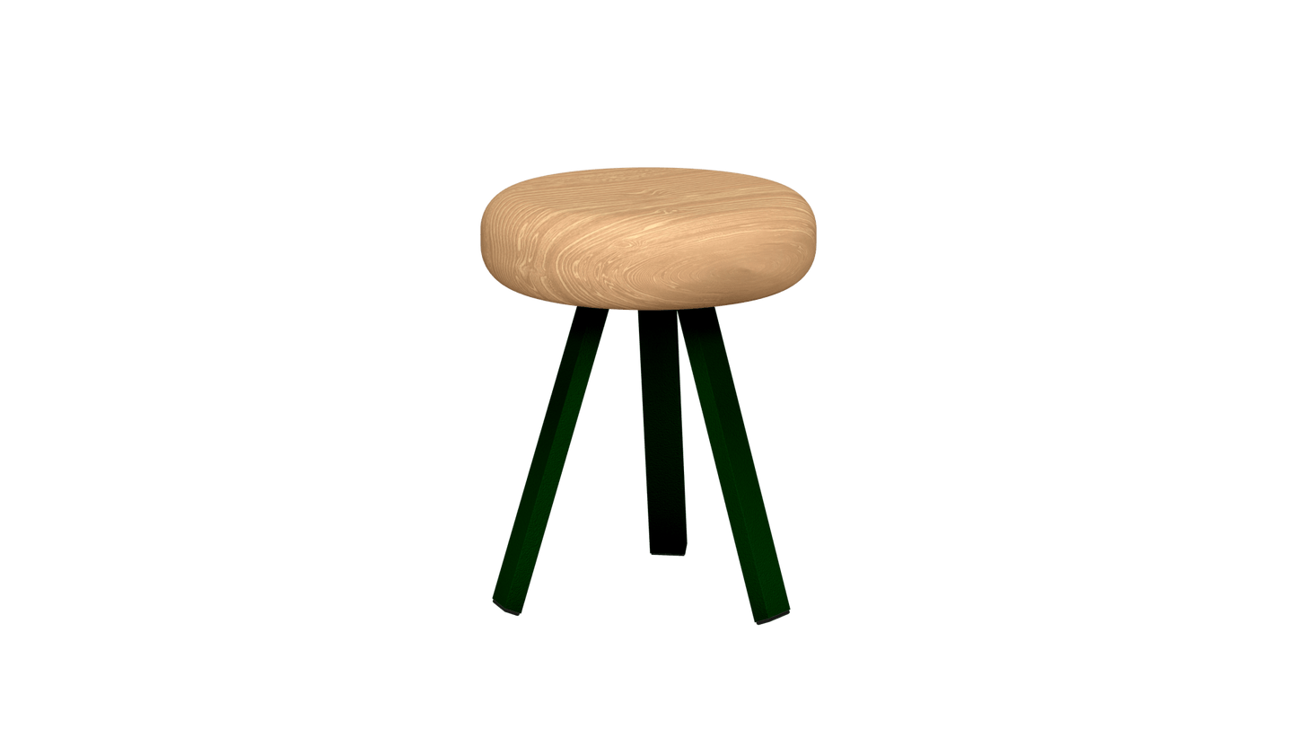 Tabouret bas rond en chêne et métal Smack - MATIERE GRISE - La Maison MilanaiseTABOURETSMACK - 54Canopée 12445cm