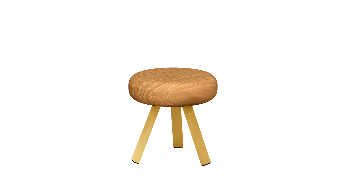 Tabouret bas rond en chêne et métal Smack - MATIERE GRISE - La Maison MilanaiseTABOURETSMACK - 67Laiton 23035cm