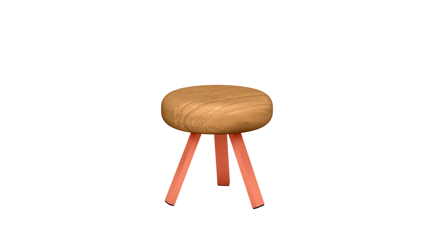Tabouret bas rond en chêne et métal Smack - MATIERE GRISE - La Maison MilanaiseTABOURETSMACK - 33Orange givré 14435cm