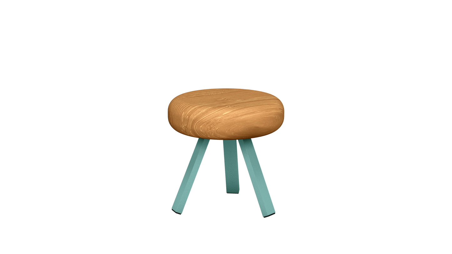 Tabouret bas rond en chêne et métal Smack - MATIERE GRISE - La Maison MilanaiseTABOURETSMACK - 49Celadon 00635cm