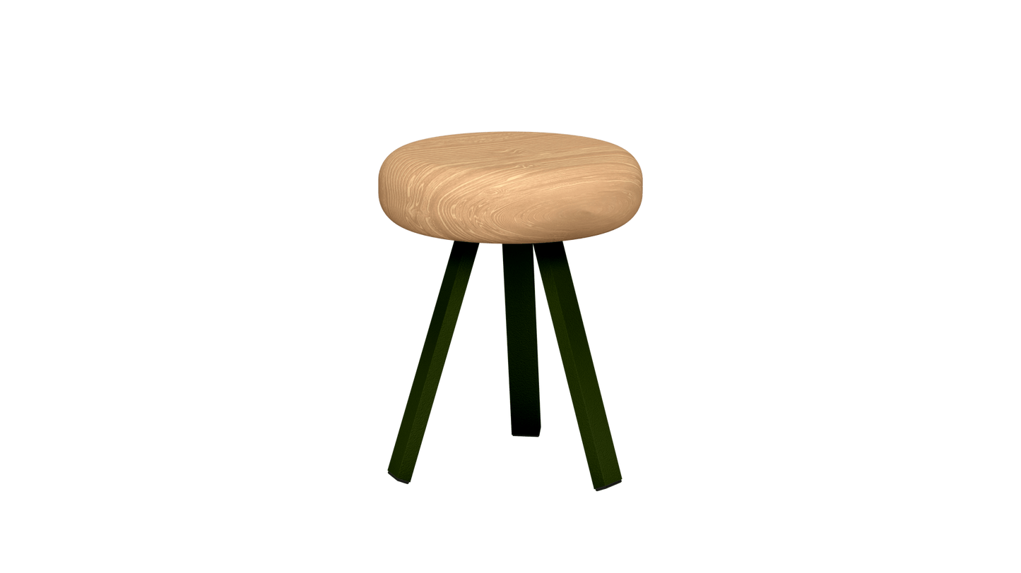 Tabouret bas rond en chêne et métal Smack - MATIERE GRISE - La Maison MilanaiseTABOURETSMACK - 56Kaki 12245cm