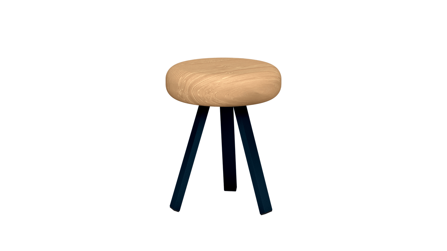 Tabouret bas rond en chêne et métal Smack - MATIERE GRISE - La Maison MilanaiseTABOURETSMACK - 16Denim 00745cm