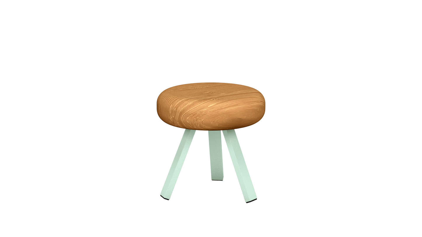 Tabouret bas rond en chêne et métal Smack - MATIERE GRISE - La Maison MilanaiseTABOURETSMACK - 51Vert d'eau 12035cm