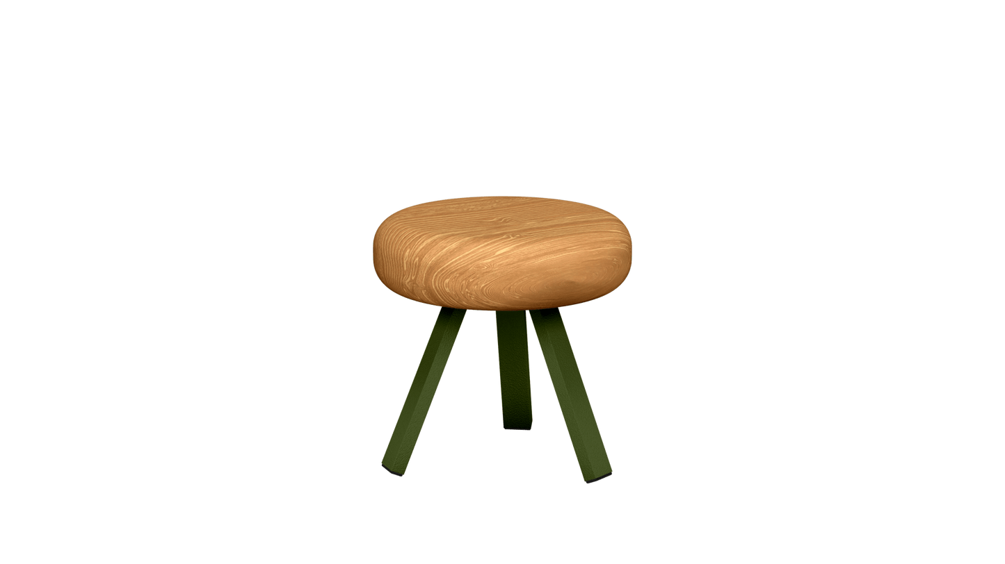 Tabouret bas rond en chêne et métal Smack - MATIERE GRISE - La Maison MilanaiseTABOURETSMACK - 55Kaki 12235cm