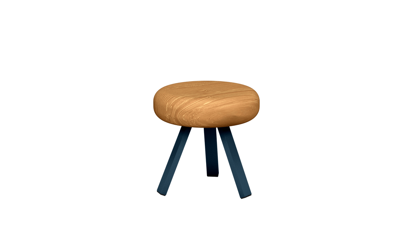 Tabouret bas rond en chêne et métal Smack - MATIERE GRISE - La Maison MilanaiseTABOURETSMACK - 15Denim 00735cm