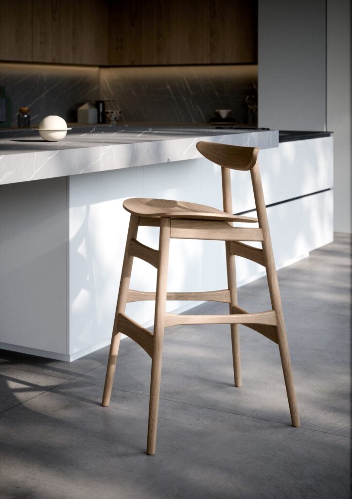 Tabouret haut AL - MO – Élégance sculptée et savoir - faire italien - IMPERIAL LINE - La Maison MilanaiseTABOURETALMO - 12H96xL47xP47CM Hauteur d'assise : 72cmCarbone
