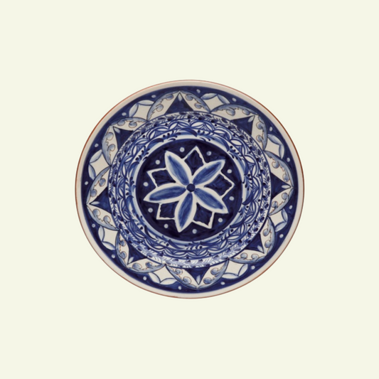 Assiettes plates florales bleu en terre cuite Alentejo Terracotta, lot de 6 - COSTA NOVA