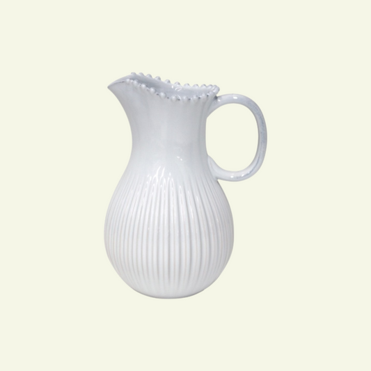 Carafe en grès fin blanc bord perlé Pearl - COSTA NOVA
