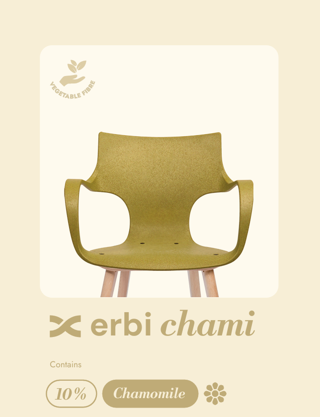 Chaise design ERBI jaune et Bois de Stilfibra