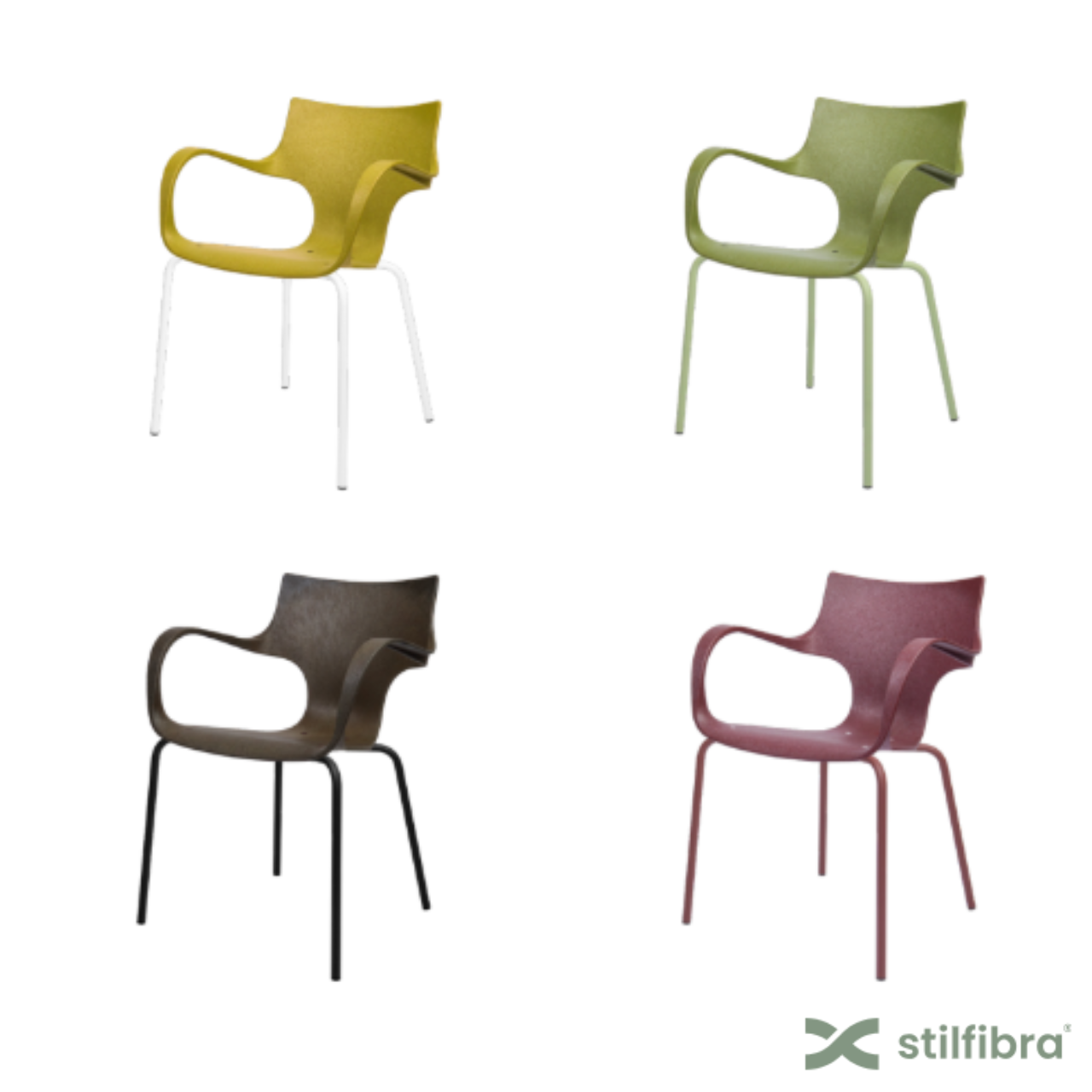 Chaise design ERBI jaune et métal de Stilfibra