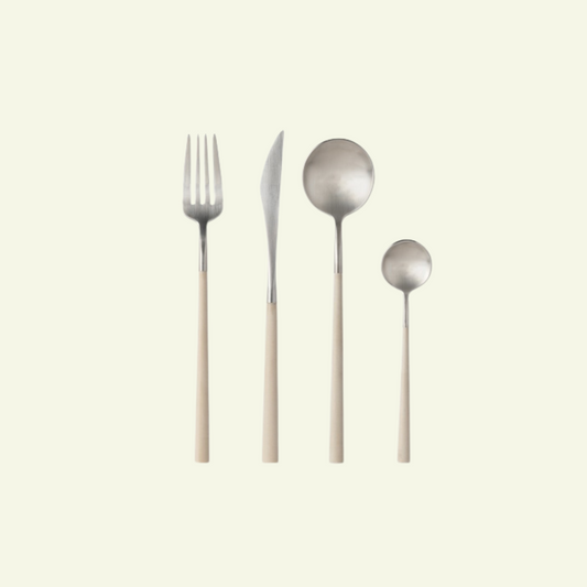 Ensemble couverts 24 pièces en inox Mito, Bois brut - COSTA NOVA