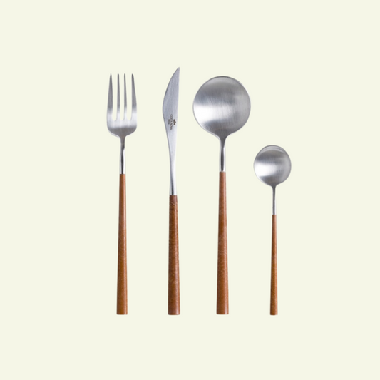 Ensemble couverts 24 pièces en inox Mito, Bois foncé - COSTA NOVA