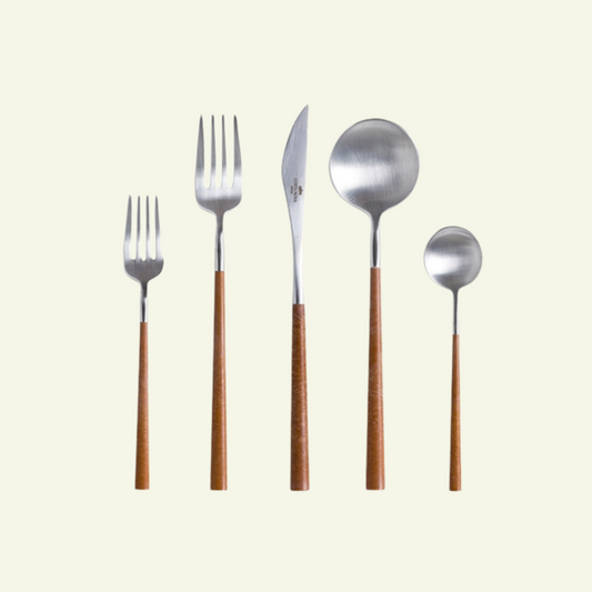 Ensemble de 5 couverts en inox Mito, Bois Foncé - COSTA NOVA