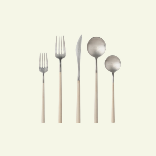 Ensemble de 5 couverts en inox Mito, Bois brut - COSTA NOVA