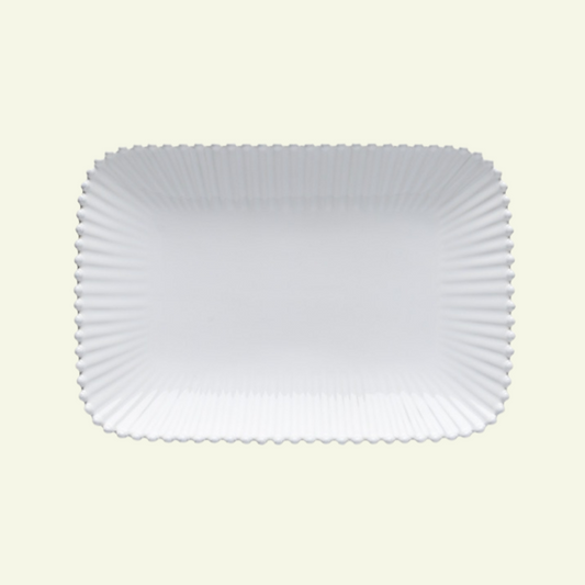 Plat rectangulaire grès fin blanc bord perlé Pearl - COSTA NOVA