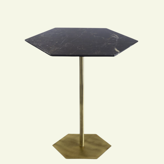 Table d'appoint hexagonale en marbre et laiton Ted - MARIONI