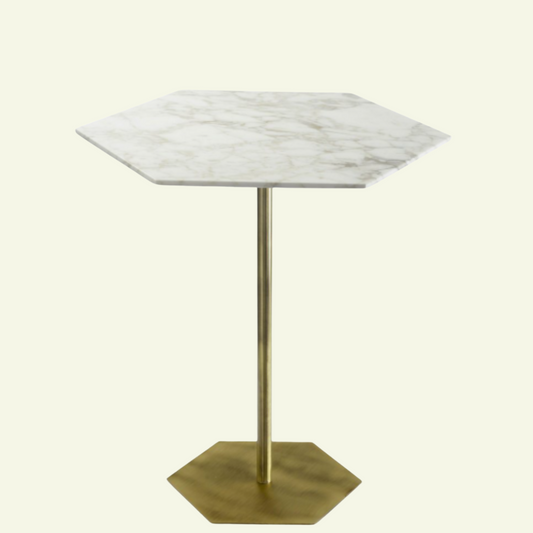 Table hexagonale en marbre et laiton Ted - MARIONI