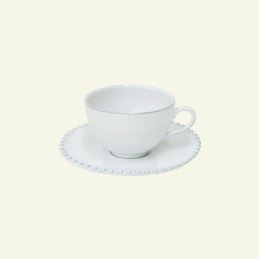 Tasses et sous tasses en grès fin bord perlé Pearl, lot de 6 - COSTA NOVA