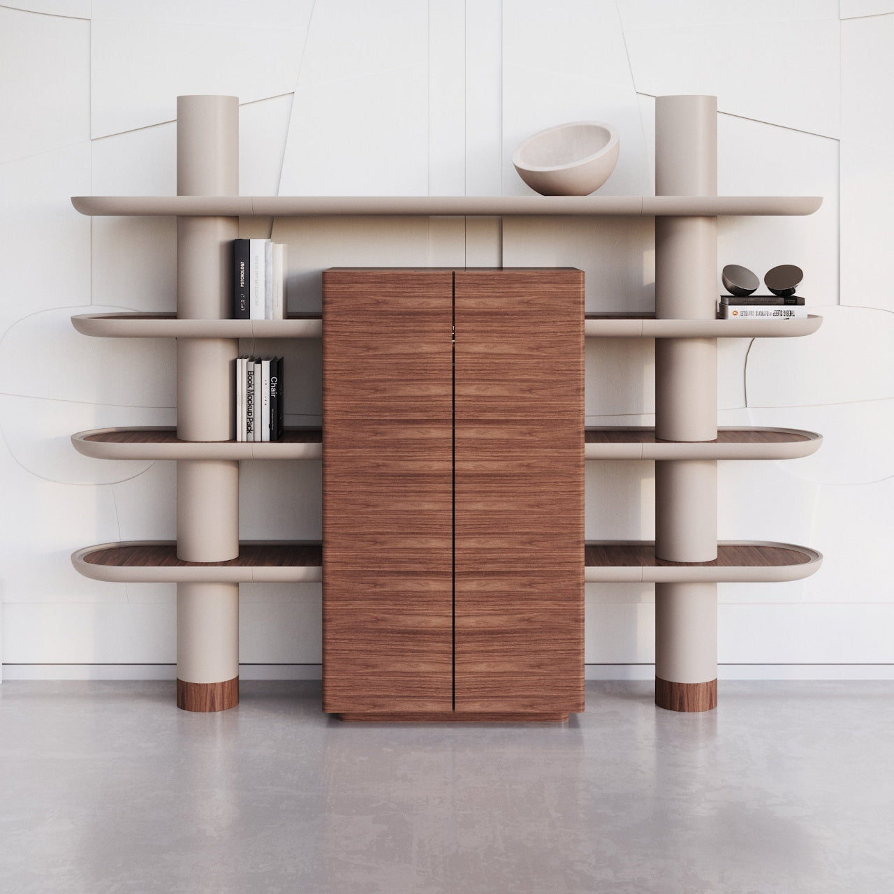 Bibliothèque MINA INT1 – Élégance modulaire avec vaisselier intégré - ULTRA MOBILI