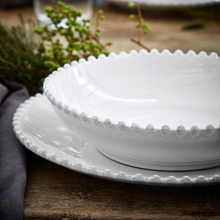 Assiettes creuses en grès bord perlé Pearl, lot de 6 - COSTA NOVA - La Maison MilanaisePEP231B6 Assiette à pâtes Ø23.6cm H5.6cmBlanc