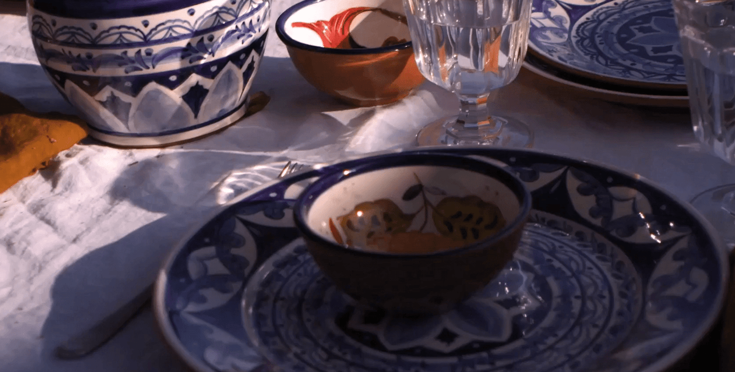 Assiettes plates florales bleu en terre cuite Alentejo Terracotta, lot de 6 - COSTA NOVA - La Maison MilanaiseCFL04126 Grandes Assiettes Ø28cm H3.1cm