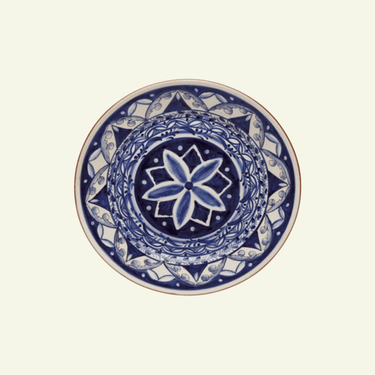 Assiettes plates florales bleu en terre cuite Alentejo Terracotta, lot de 6 - COSTA NOVA - La Maison MilanaiseCFL04126 Grandes Assiettes Ø28cm H3.1cm