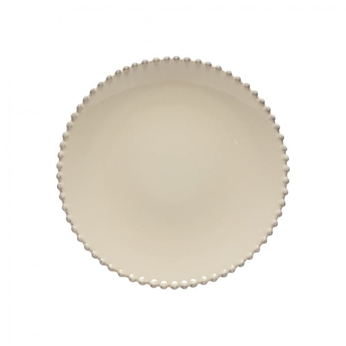 Assiettes plates rondes en grès bord perlé Pearl, lot de 6 - COSTA NOVA - La Maison MilanaisePEP282C6 Grandes assiettes Ø28.4cm H3.2cmCrème grainé