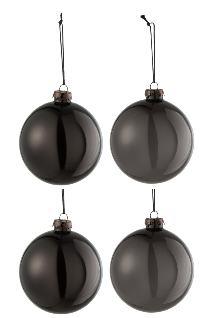 Boîte de 4 boules de Noël 2+2 régulières transparentes noires de taille moyenne