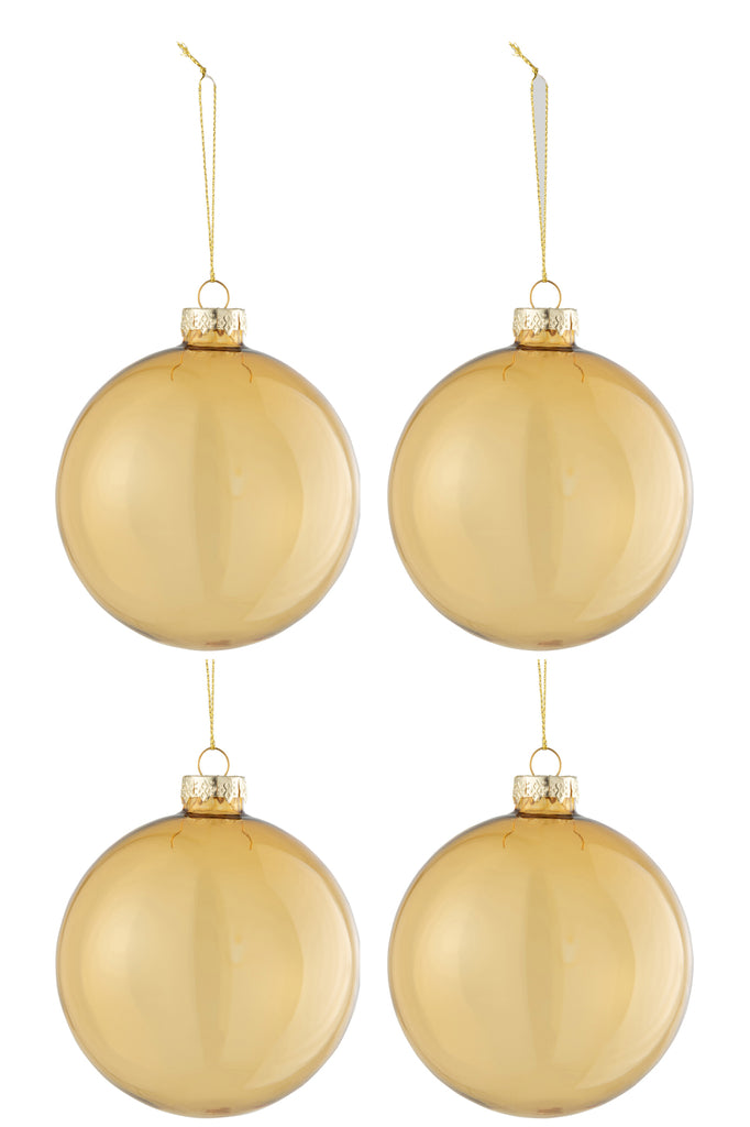 Boîte de 4 boules de Noël régulières transparentes dorées de taille moyenne