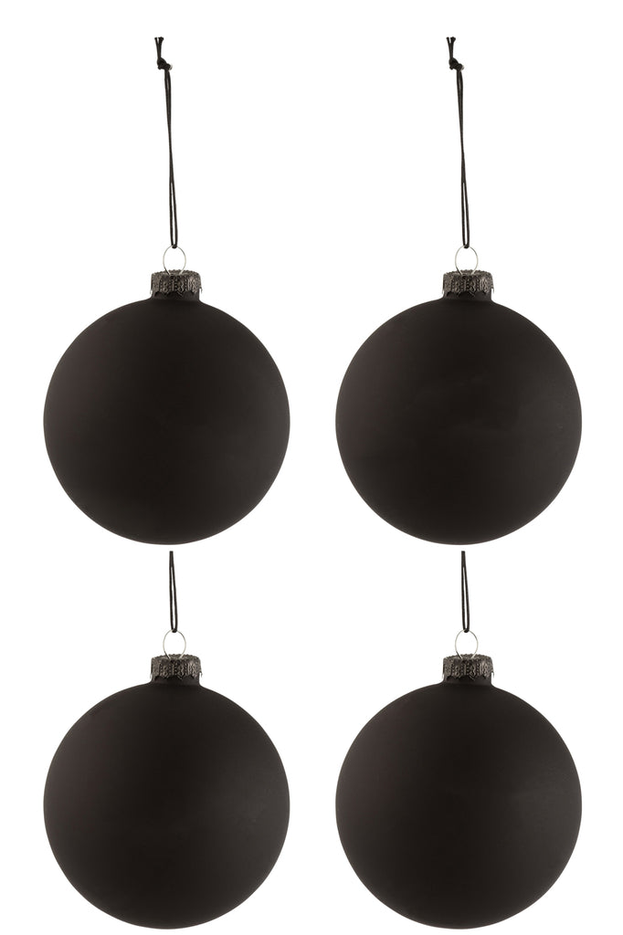 Boîte de 4 boules de Noël en verre ardoise noir de taille moyenne