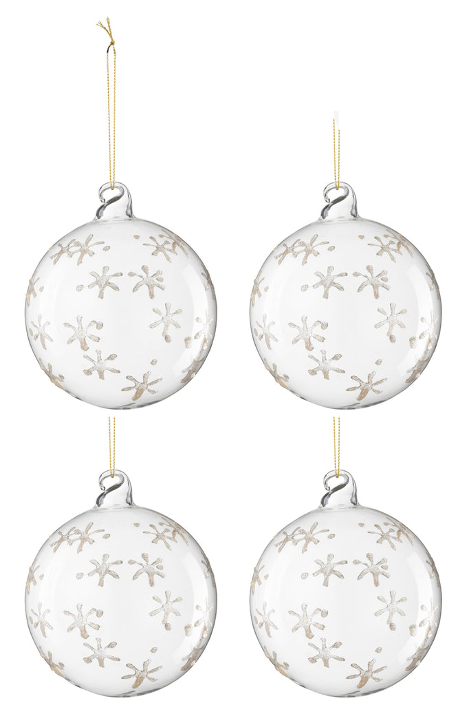 Boîte de 4 boules de Noël en verre transparent/doré