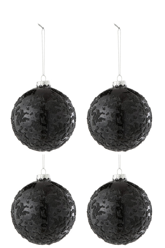 Boîte de 4 perles de Noël en verre noir