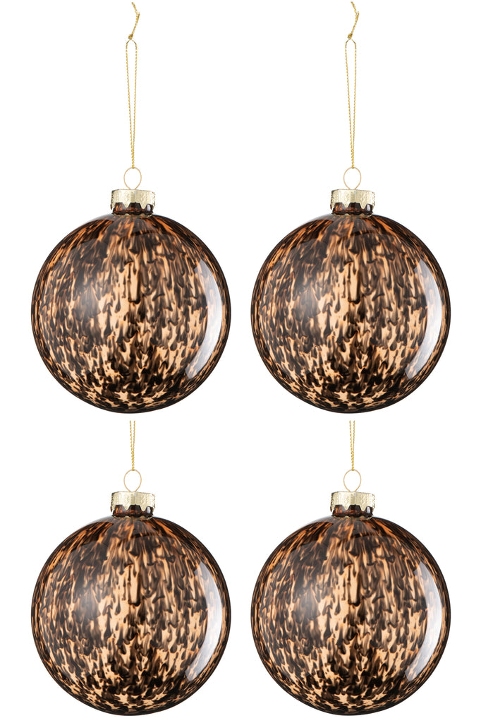 Boîte de 4 boules de Noël en verre marron/noir, grandes