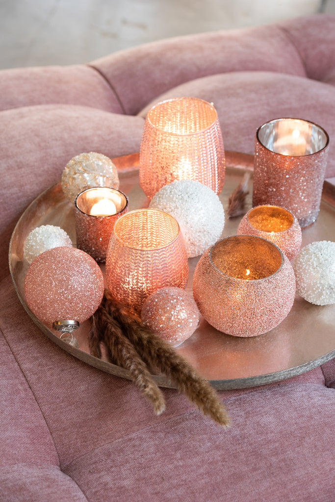 Boîte de 6 boules de Noël en verre nacré blanc/argent moyen