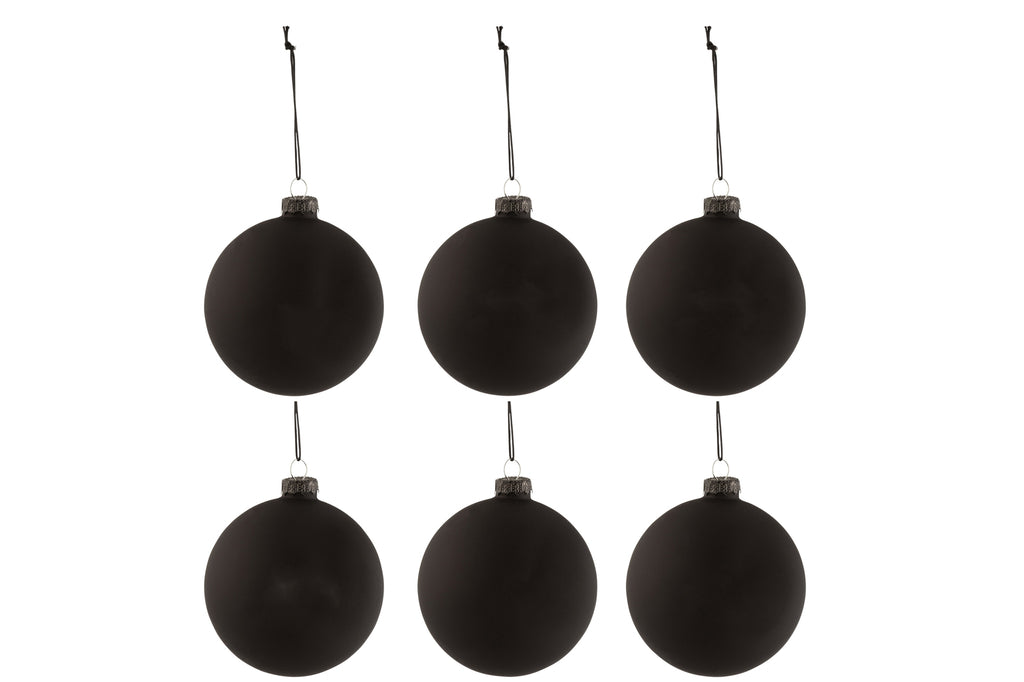 Boîte de 6 boules de Noël en verre ardoise noir petit