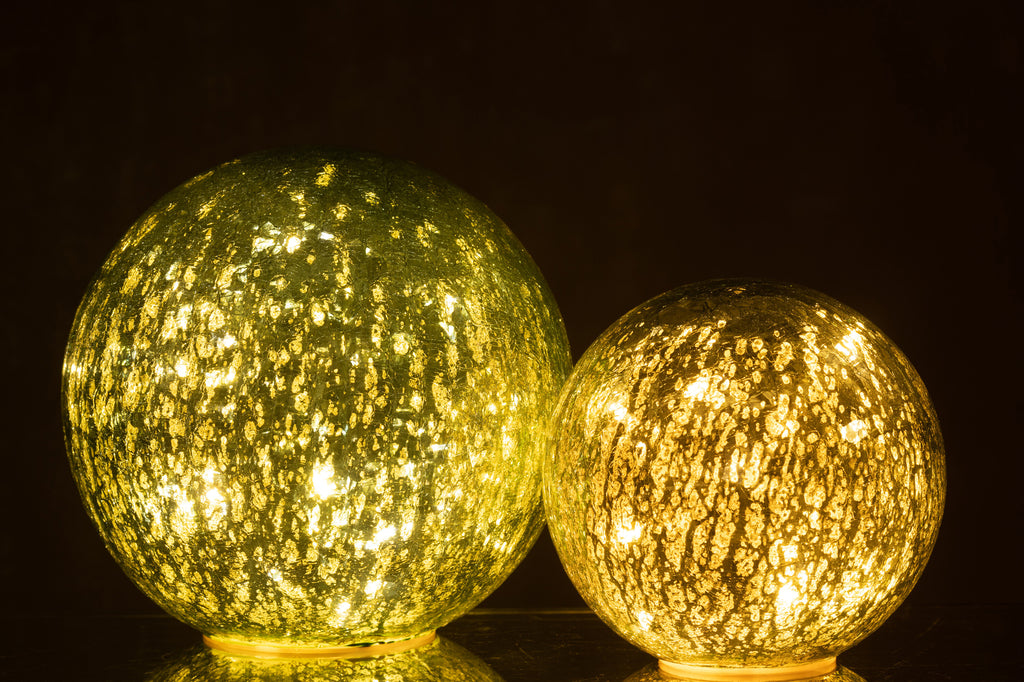 Boule à poser en verre vert grand à LED