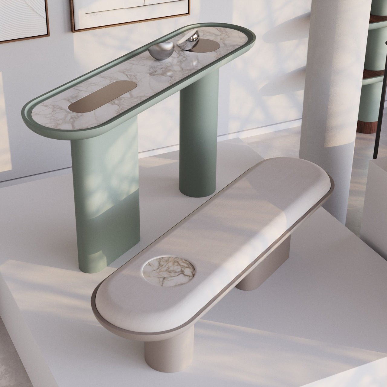 Banc DIANA – Élégance sculpturale & insert précieux - ULTRA MOBILI - La Maison MilanaisePDN150