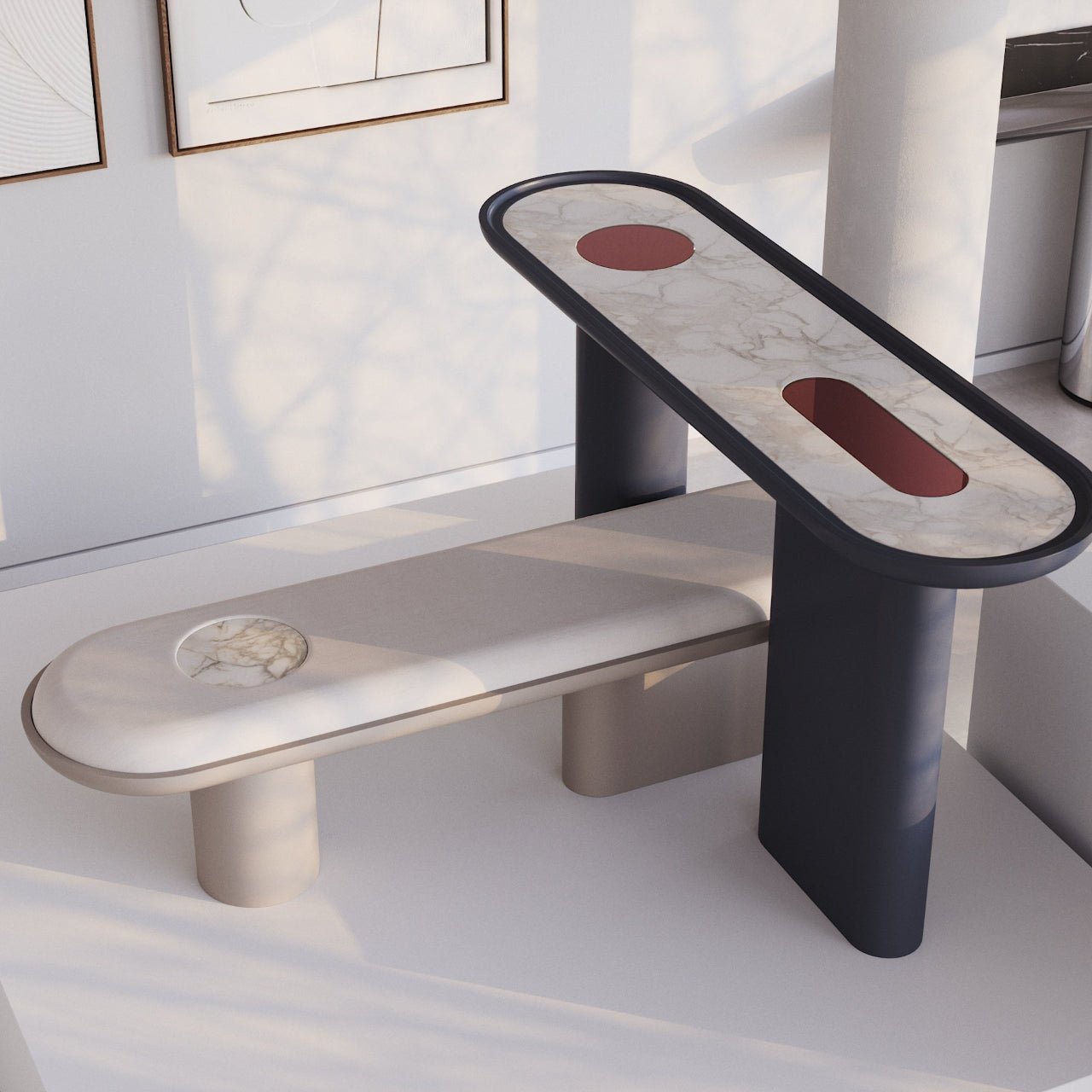 Banc DIANA – Élégance sculpturale & insert précieux - ULTRA MOBILI - La Maison MilanaisePDN150