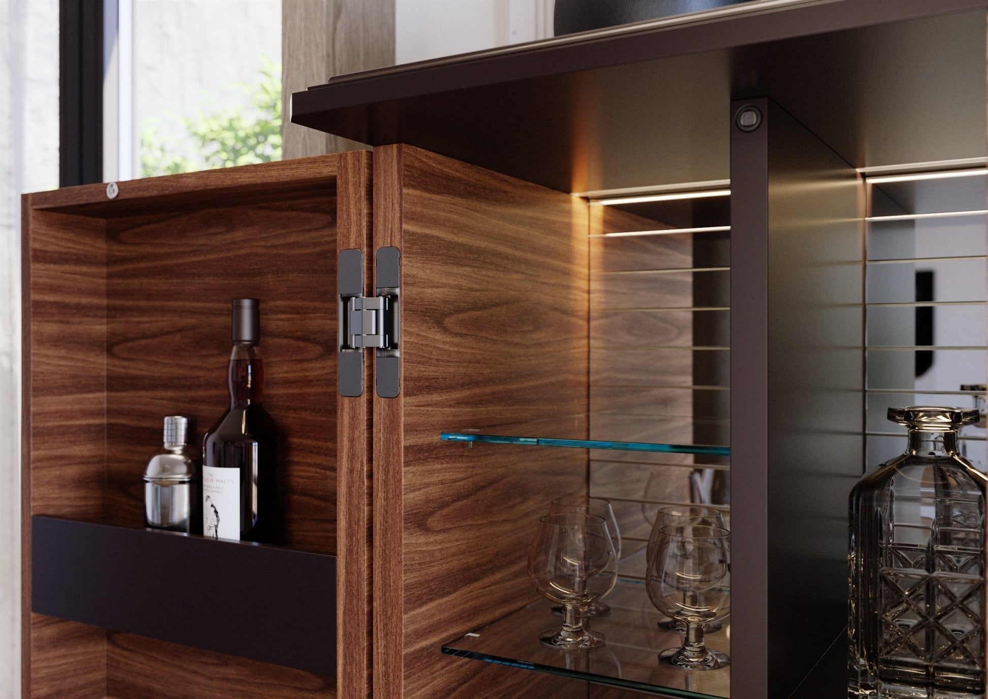Bar cabinet noyer Canaletto & laque mate G.BAR - ULTRA MOBILI - La Maison MilanaiseBGB.NC